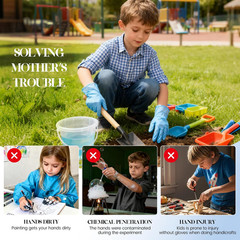 Kids Disposable Gloves for 3-8 Years, 5Mil Blue Nitrile Gloves with Latex-Free a