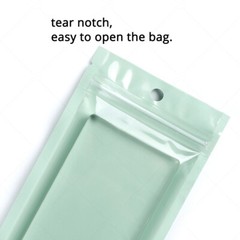 Multi-Sizes Clear Front Green Back Glossy Foil Stand up Zip Lock Bag w/Hang Hole