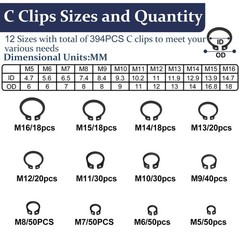 840Pcs C Clips Assortment M5M16 and E Clips Assortment Set 2.0mm12mm, Externa…