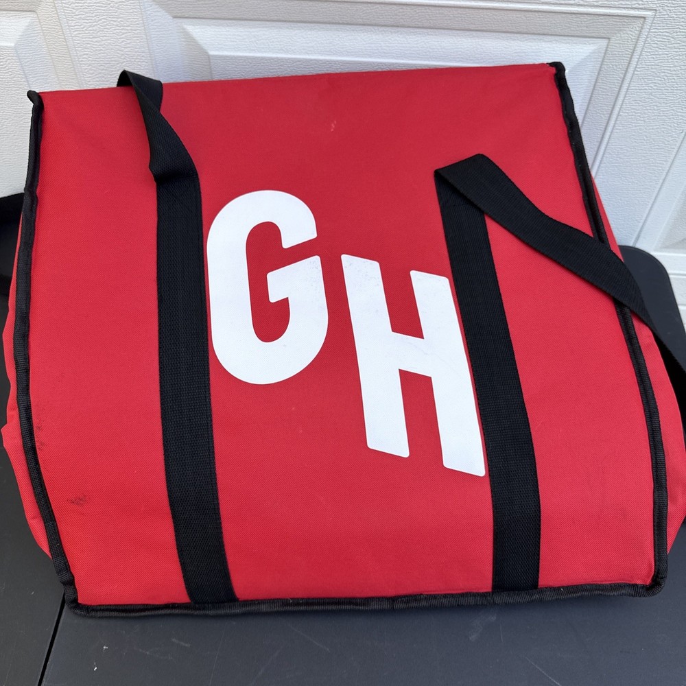 GRUBHUB Official Large 19″x19″x9” Insulated Food Delivery Carrying Tote Bag Red