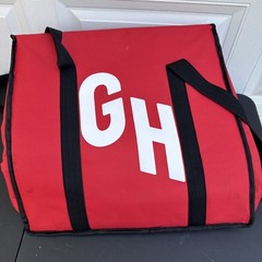GRUBHUB Official Large 19″x19″x9” Insulated Food Delivery Carrying Tote Bag Red