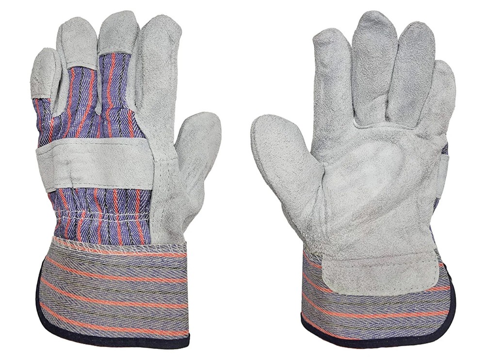 🧤 [1 Dz Pairs] Leather Full Single Palm Cotton Back & 2.5″ Cuff Glove Premium