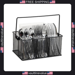 Multi Purpose Storage Caddy 4 Compartment Metal Mesh Kitchen Office Organizer