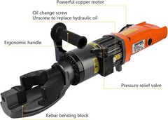 RB-22 with Electric Hydraulic Rebar Bender 1200W Power 7/8 Inch #7 22mm Capacity