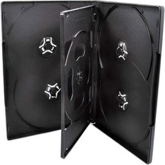 10 Pack Standard 14Mm Black Six (6) Disc DVD Cases with Double Sided Flip Tray