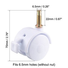 4pcs 1.5″ Swivel Caster Wheels Grip Neck Stem Caster White with Brake and Socket