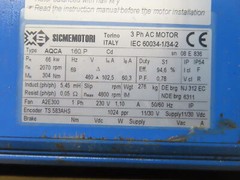 SICMEMOTORI AC MOTOR TYPE AQCA 160P 66KW 2070RPM 3P A2E300 FRAME TS 583AHS 1YEAR