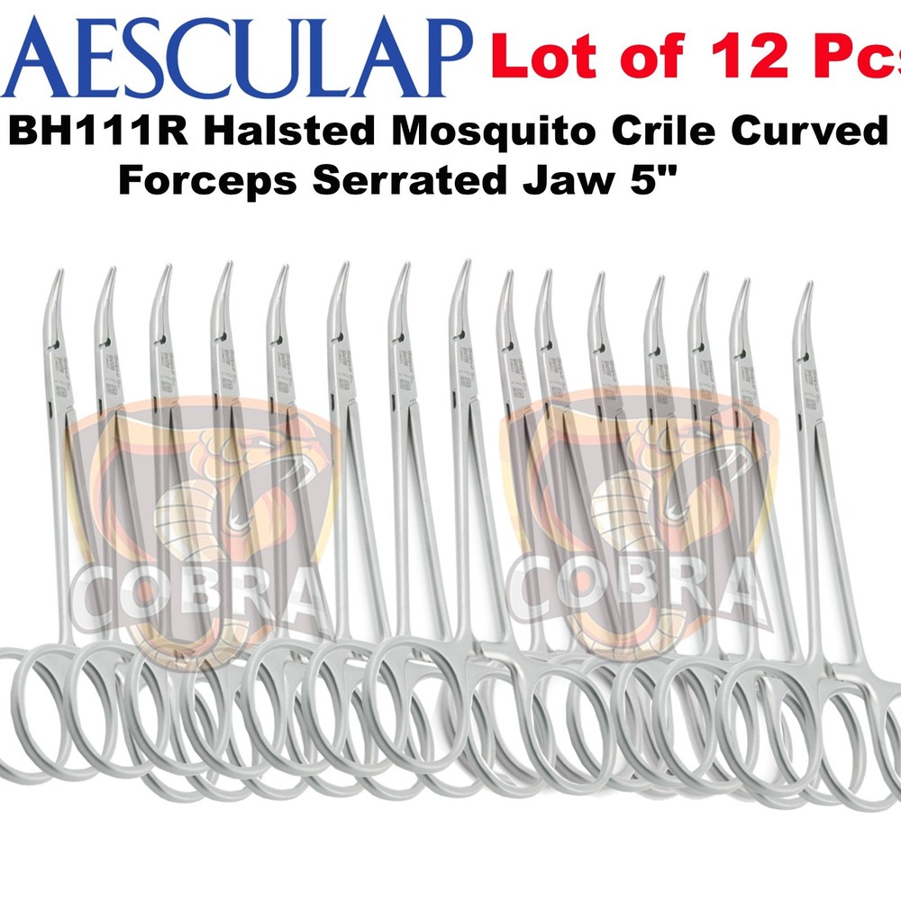 Lot of 12 Pcs AESCULAP BH111R Halsted Mosquito Crile Curved Delicate Forceps 5″
