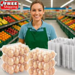 100 Packs Egg Cartons Cheap Bulk，Plastic for 12 Eggs, Clear Egg Cartons 3 * 4 Gr