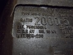 NIB GE 750X10G14 750X010051 CURRENT TRANSFORMER 2000:5 10 KV 25-400 CYCLES (B4)