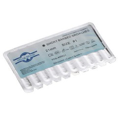 House Brand Dentistry 400621 Barbed Broaches #1 XXX-Fine 21mm Sterile White 10Pk