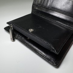 Lauren Ralph Lauren Wallet Black Leather LRL Clutch Compact Card Holder Red VTG