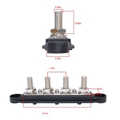 3/8″ / 250A 4 Stud Busbar Bus Bar Power Distribution Terminal Block Red&Black