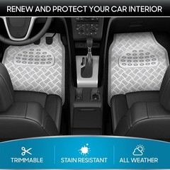 BDK Metallic Chrome Car Floor Mats – Silver, All-Weather, Universal Fit