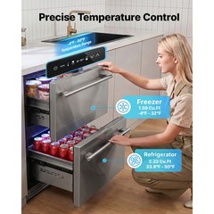 Uimoso 24-Inch Drawer Refrigerator and Freezer Combo for Undercounter Use