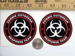 2 – Zombie Outbreak Response Team 3″ Red Tool Box Car Bumper Sticker R104