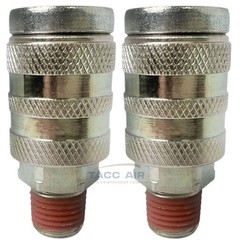 2 PC Industrial M style Air Compressor Quick Connect Coupler 1/4″ NPT Male Steel
