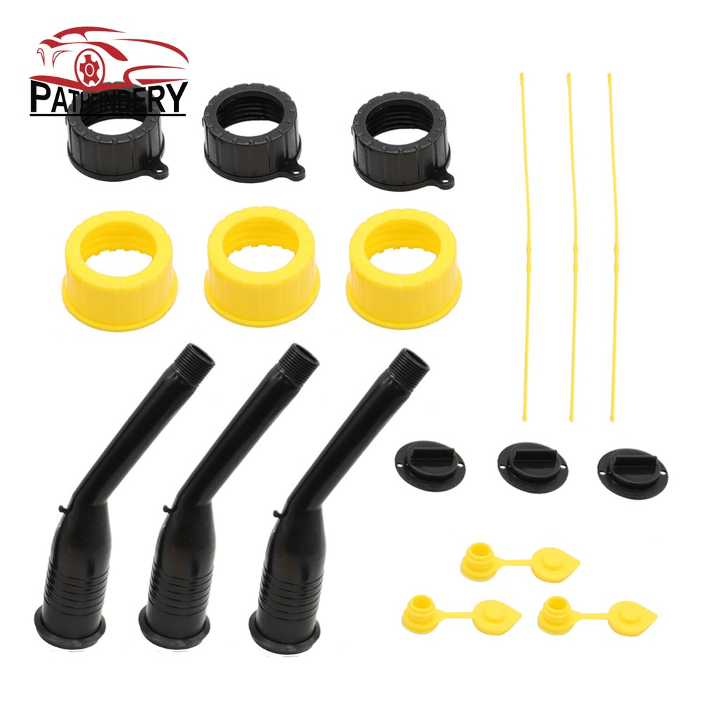 3 Kit Old Style Gas Can Spout w/Tough Nozzles Screw Collar Vent Caps Replacement