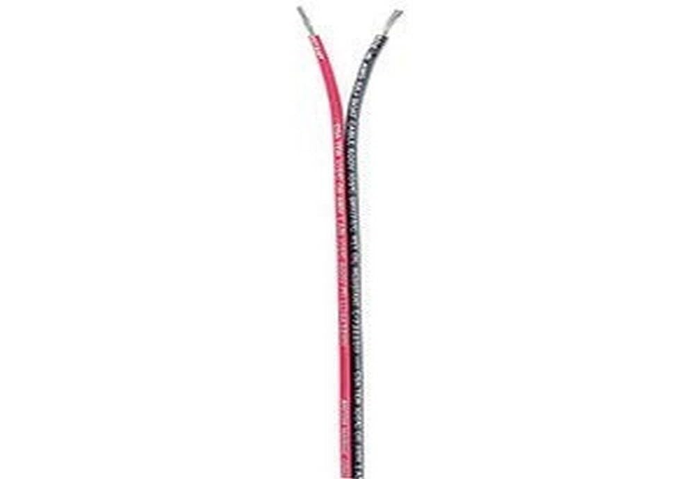 BONDED CABLE 16/2AWG 2X1MM² BLACK/RED, FLAT 100FT