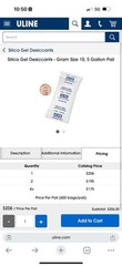 ULINE S-3906 10 gram silica gel moisture desiccant (600 packs) pail SEALED