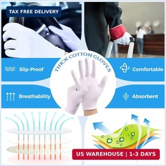 3 Pairs Cotton Gloves for Dry Hands Sleeping Women Men Jewelry Coin Inspection