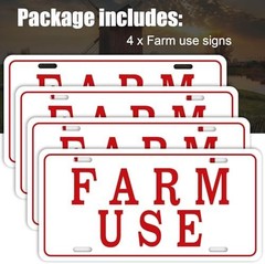 Blulu 4 Pieces Farm Use ID Tag Sign 12 x 6 Inch, Aluminum Reflective Rust Free F