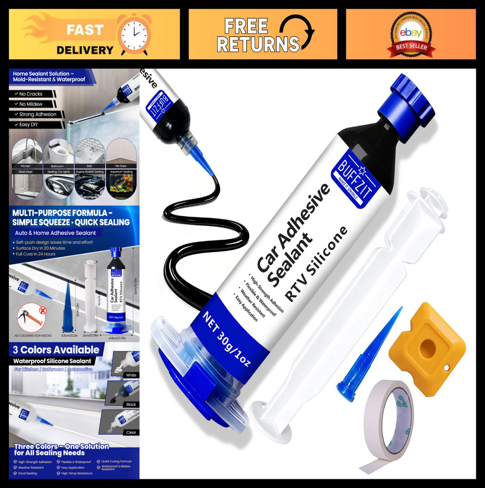 100% Waterproof RTV Silicone Adhesive Sealant – Strong Bond, Crack Proof Caulk f