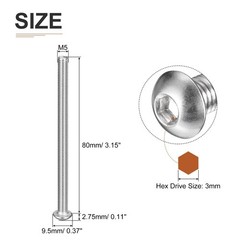 M5-0.8x80mm Button Head Socket Cap Screws – 10Pack – Good for Machine – 304 S…