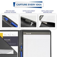 Contrast Stitch Faux-Leather Padfolio, Business Portfolio for Men and Women, …