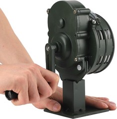 BASE MOUNT LOUD! HAND CRANK MANUAL OPERATED AIR RAID ALARM METAL PORTABLE SIREN