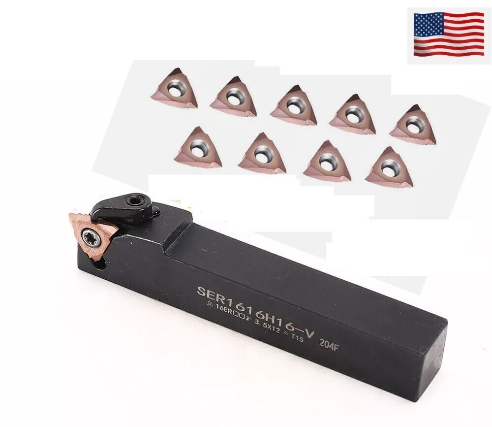 SER1616H16-V External Lathe thread turning tool holder + 16VER Upright AG60