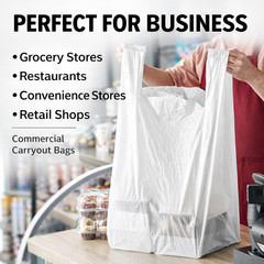 Jumbo T-Shirt Bags 20x10x36 0.71 Mil Heavy Duty Plastic Grocery Carry Out Bags