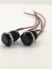 12 MM Push Button High Head Black Momentary Switch with 6 inches 2 wires 5-24 V