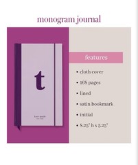 Kate Spade Just Mine Monogram “T” Cloth Hardcover Notebook Journal