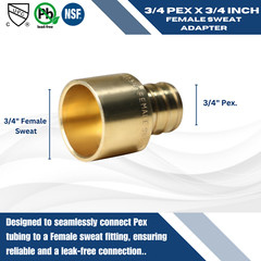 25 PIECES 3/4″ PEX X 3/4″ FEMALE SWEAT ADAPTERS BRASS CRIMP FITTINGS LEAD FREE