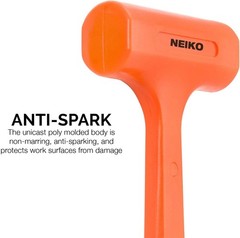 NEIKO 02847A 2 LB Dead Blow Hammer, Neon Orange | Unibody Molded | Checkered
