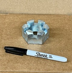 (1) 1 1/2″-12 Slotted Hex Nut Zinc Castle Cotter Pin Locking 1.50-12 Fine Thread