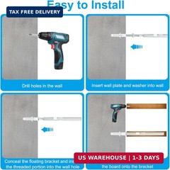 PATIKIL Floating Shelf Invisible Support Bracket 6″, 8 Pcs Carbon Steel Hidden B