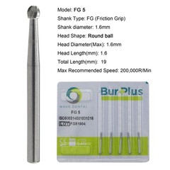 Dental Carbide Burs Round Diamond Bur FG 2 4 5 6 8 High Speed 801/023 801/016