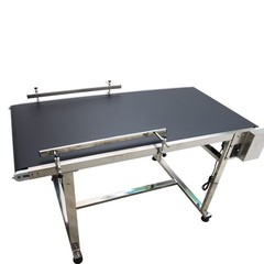 Electric PVC Belt Conveyor Transport Machine w/ Double Guardrails 110V 59×31.5in