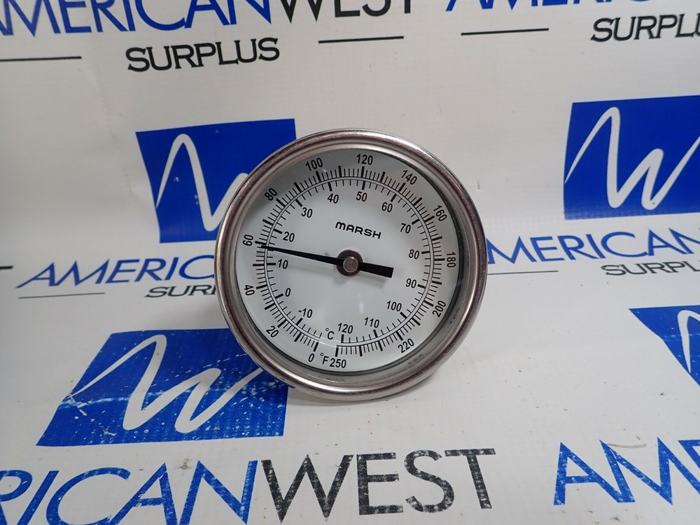 MARSH Temperature Gauge 0-250 Degrees F -20 to 120 Degrees C USED