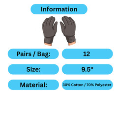 Brown Jersey Work Gloves Industrial Grade Size: Women’s (12 Pairs) – 1 Dozen