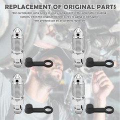 4PCS M10X1.0-32.1Mm Car Brake Bleeder Screw with 4PCS Grease Fitting Caps,Sturdy