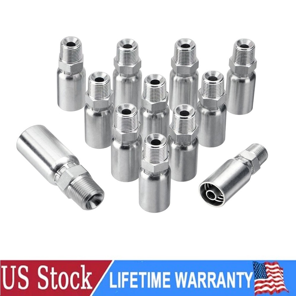 12 x 3/8″ I.D. Hose x 3/8″ NPTF Male W/ Cover Hydraulic Hose End Crimp Fittings