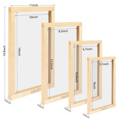 4 PCS Screen Printing Frames 110 Mesh 9×5.1 10.6×6.7 12.2×8.2 14×10 Inch
