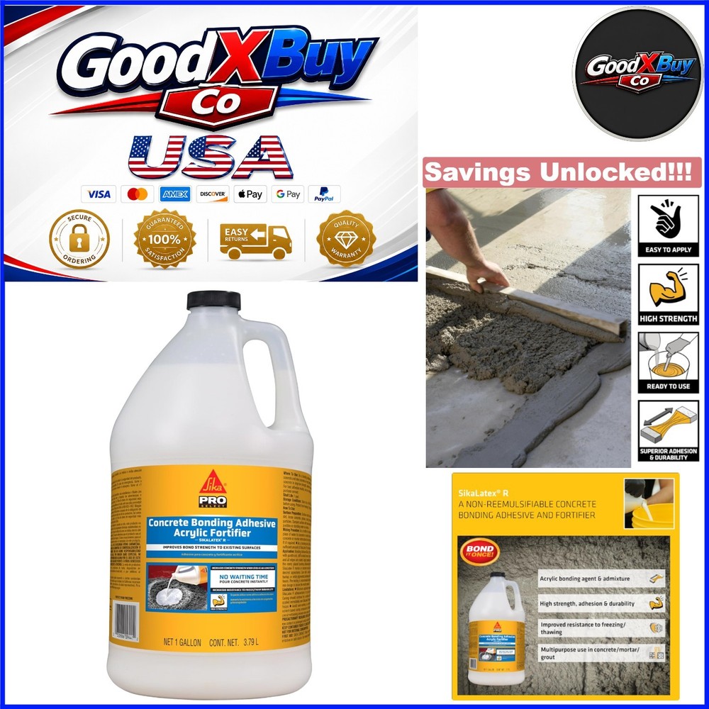 Concrete Adhesive Glue 1-Gallon White Bonding Mix for Masonry & Mortar