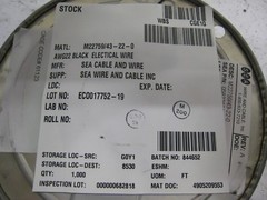 Sea Cable Wire M22759/43-22-0 AWG 22 Black Electrical Wire 1,000FT Hook Up Wire