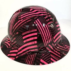 NEW FULL BRIM Hard Hat custom hydro dipped AMERICAN FLAG AMERICAN WOMAN EDITION