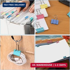40-Pack Colorful Binder Clips, Assorted Sizes (4 Sizes) Metal Paper Clips, Stron