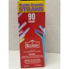 Flexible Smoothie Straws 90 Count Assorted Colors Milkshake Straws
